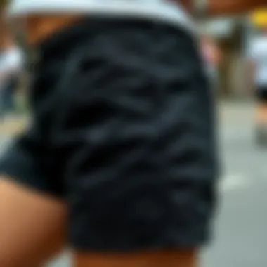 Close-up of deep pockets in shorts, showcasing functionality