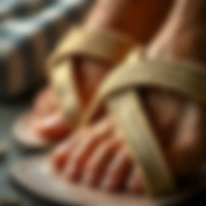 Sustainable Materials in Y2K Sandals A close-up view of the materials used in Y2K sandals, highlighting sustainability aspects.