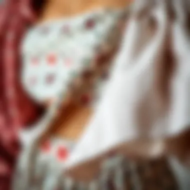 Fabrics and Patterns in Two-Piece Outfits Detailed close-up of fabric patterns used in two-piece outfits.