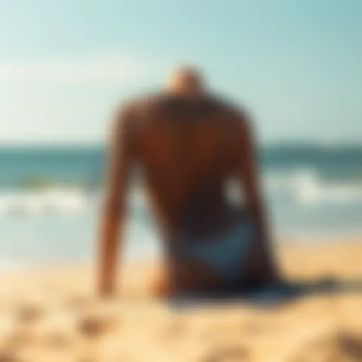 Elegant fishnet swim coverup draped on vibrant beach sand