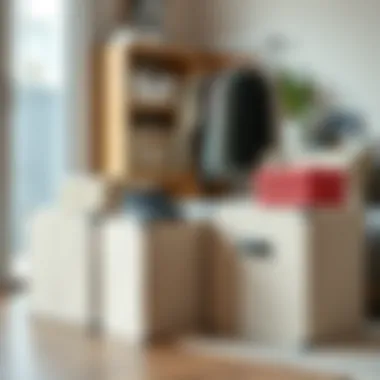 Stylish Storage Solutions Elegant foldable storage boxes arranged in a stylish living space