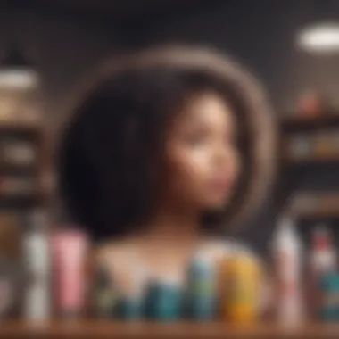 Essential Care Products for Kinky Curly Wigs A beautifully arranged collection of hair care products specifically for maintaining kinky curly wigs.