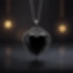 Elegant black onyx heart necklace on a velvet background