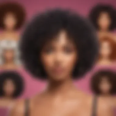 Diverse Styles of Kinky Curly Hair Wigs A stunning display of different styles of kinky curly hair wigs showcasing their texture and volume.