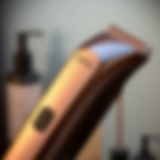 A close-up of a lady's hair trimmer showcasing its sleek design and features.