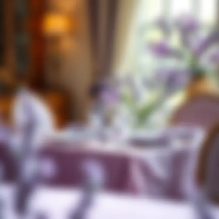 Stylish table setting featuring a lavender tablecloth