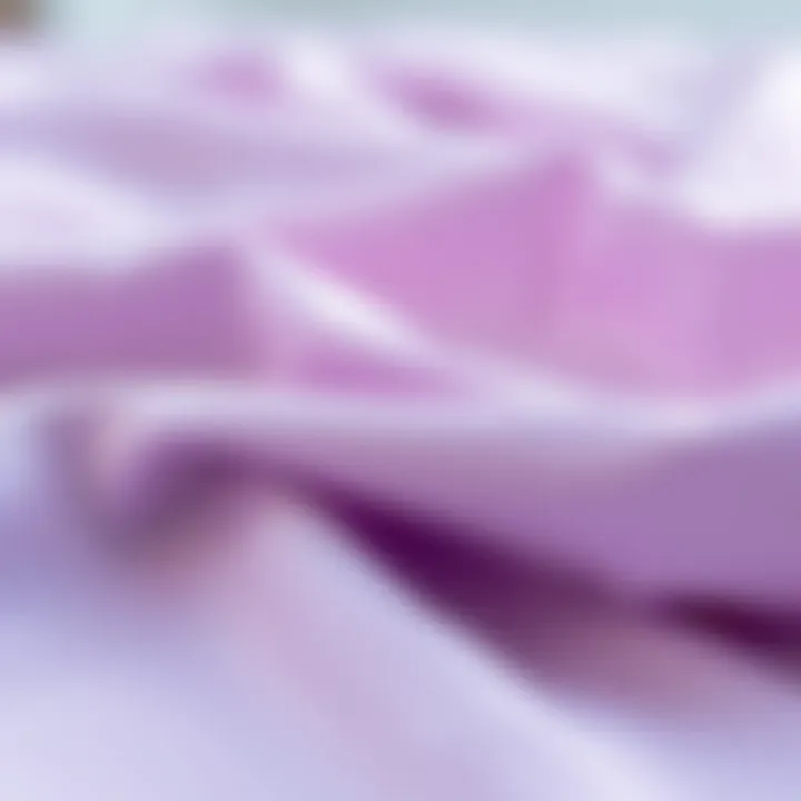 Close-up of the fabric texture of a lavender tablecloth