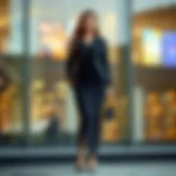 Elegant long skirt paired with a tailored blazer