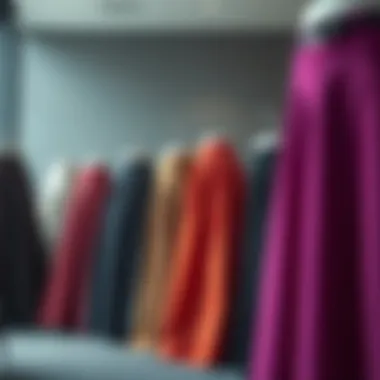 Various long skirts displayed in different fabrics