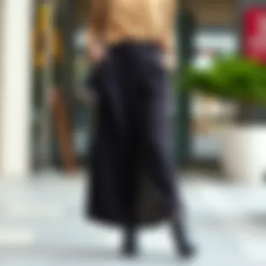 A well-fitted long skirt styled with accessories