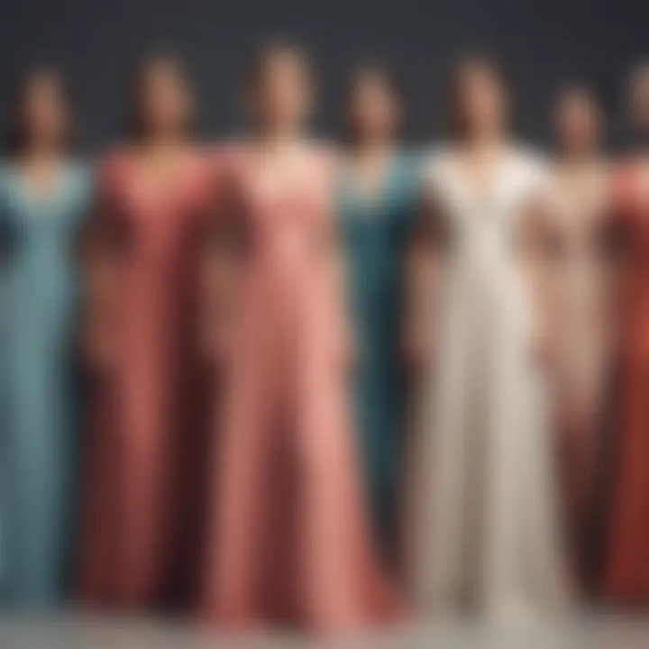 Group of long dresses reflecting diverse fashion trends