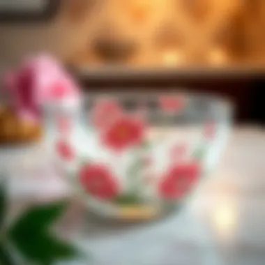 Stylish glass manicure soak bowl with floral design