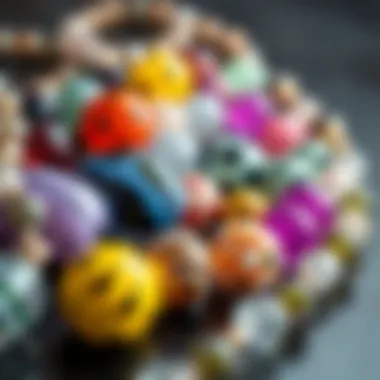 A collection of unique Murano lampwork beads displayed aesthetically