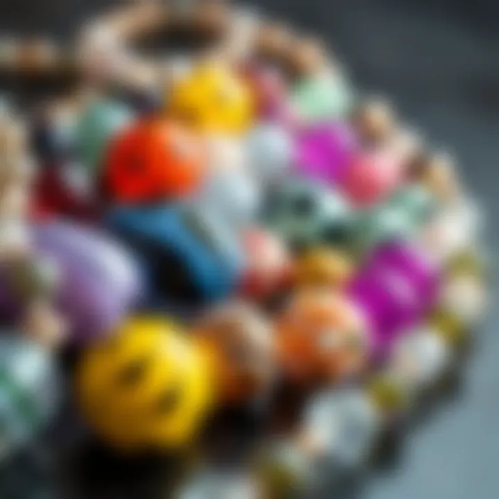 A collection of unique Murano lampwork beads displayed aesthetically