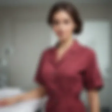 Nurse wearing a fashionable blouse while attending to patients