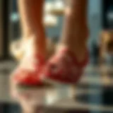 Chic and Stylish Peep Slippers Elegant peep slippers showcasing intricate design patterns