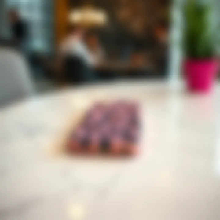 Stylish pink leopard print phone case on a marble surface