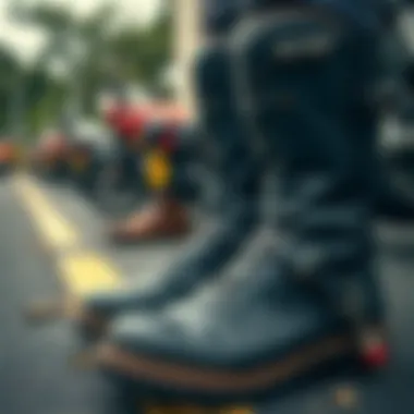 Maintenance tips displayed alongside motorcycle boots