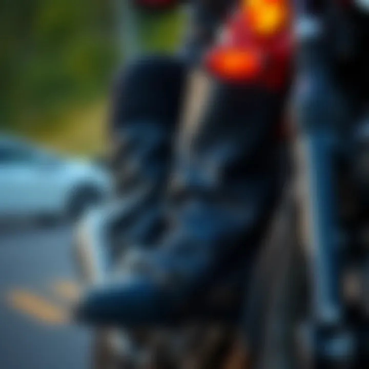 Rider showcasing pull-on boots during a ride