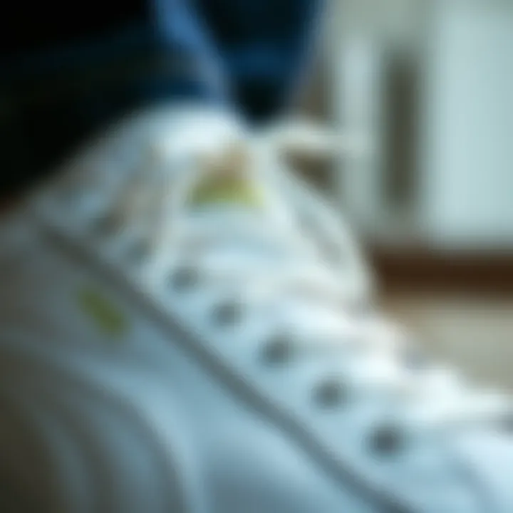 Close-up view of Puma canvas shoe materials highlighting durability.