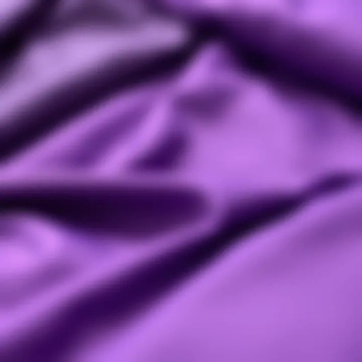 Close-up of fabric choices for purple skirt suits
