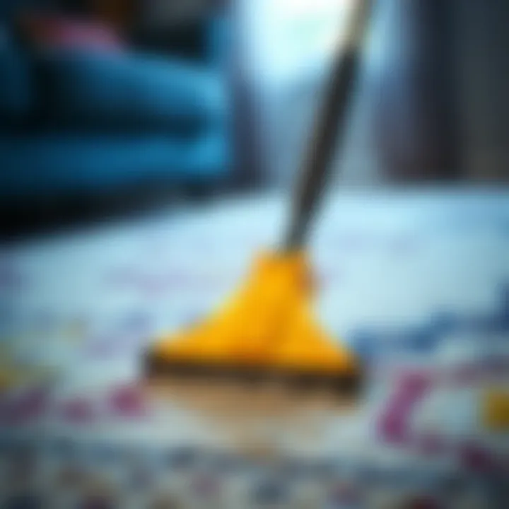 Effortlessly Removing Pet Hair from Carpets A rubber squeegee being used on a carpet to remove pet hair