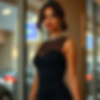 Stylish accessories paired with a ruched mesh bodycon dress for a complete look