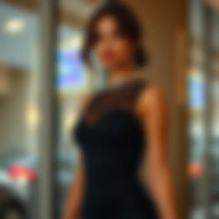 Stylish accessories paired with a ruched mesh bodycon dress for a complete look