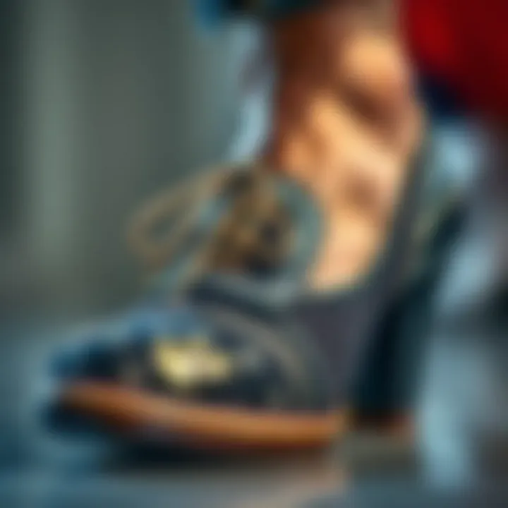 Craftsmanship in Runway Shoes Close-up of intricate shoe design highlighting craftsmanship and materials.