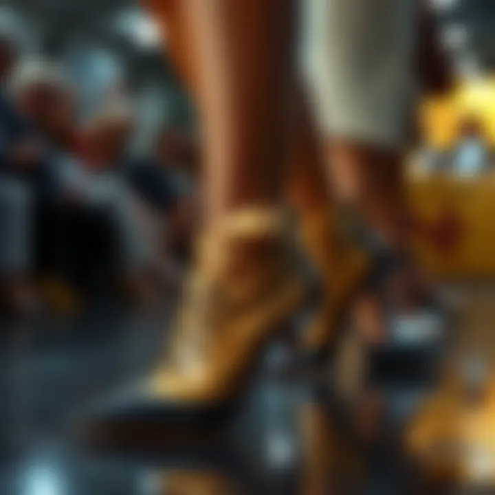 Cultural Influence in Runway Footwear Stylish runway shoes paired with contemporary outfits, showcasing cultural influence in fashion.