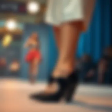 High-Fashion Trends in Footwear A model walking the runway in high-fashion footwear that exemplifies current trends.