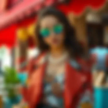 Fashionable outfit featuring Shean clothing in a vibrant setting