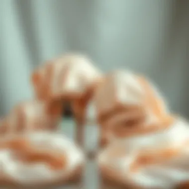 Silk Bonnets with Hair Care Products Silk bonnets neatly arranged with hair care products