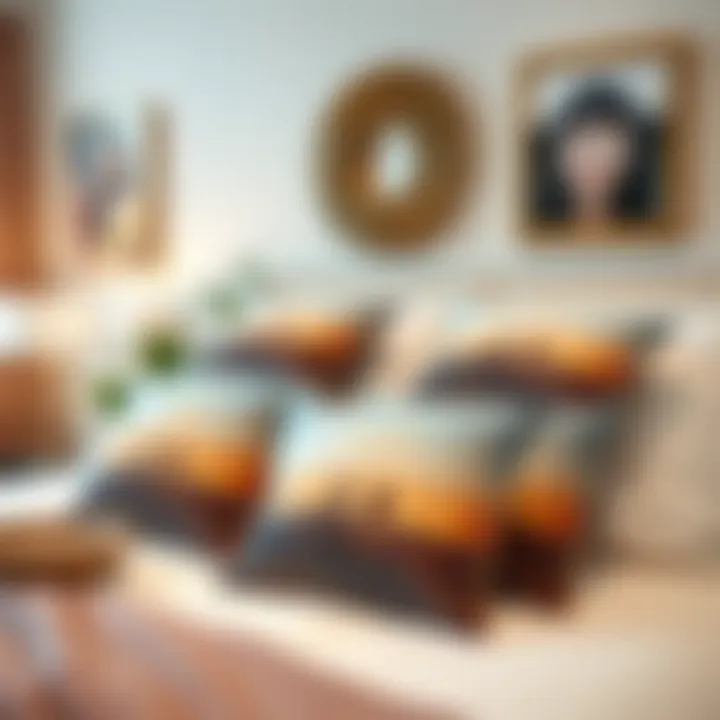 A stylish bedroom decorated with personalized 3D photo throw pillows