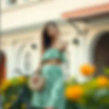 Summer Outing Styling of Two-Piece Outfit A styled two-piece outfit suitable for a summer outing.