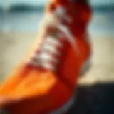 Close-up of swim shoe material showcasing texture and flexibility