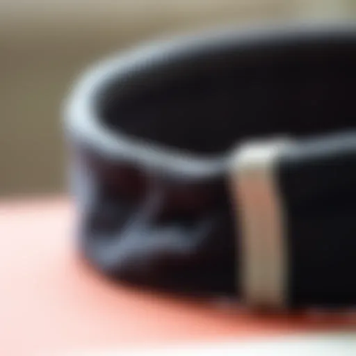 Close-up of a tennis sweat band showing its texture and fabric