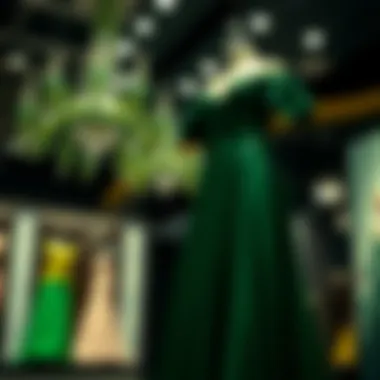 Striking Evening Gown in Green Striking green evening gown on display