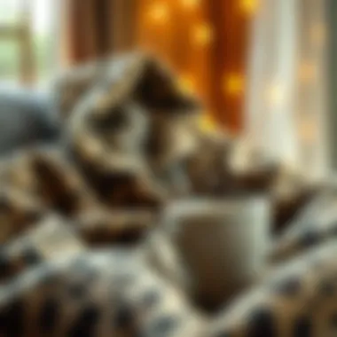 A cozy setting featuring a cheetah print blanket hoodie alongside a steaming cup of tea