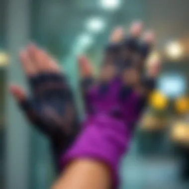 A collection of contemporary lace fingerless gloves in various styles.