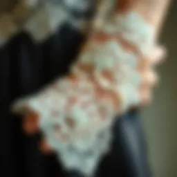 Exquisite lace fingerless gloves showcasing delicate patterns.