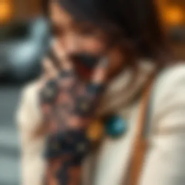 Stylish lace fingerless gloves paired with fashionable accessories.