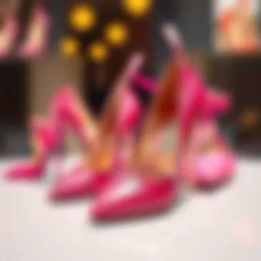 Historical evolution of pink stiletto heels displayed in a collage