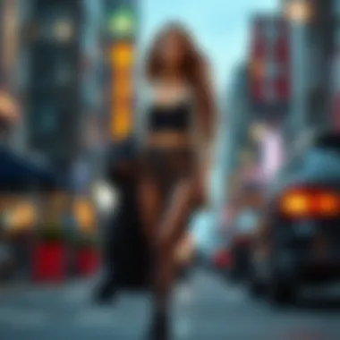 Contemporary Attire with Sheer Leggings Fashion-forward pairing of sheer leggings with contemporary attire