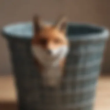 Close-up of the intricately designed fox laundry basket