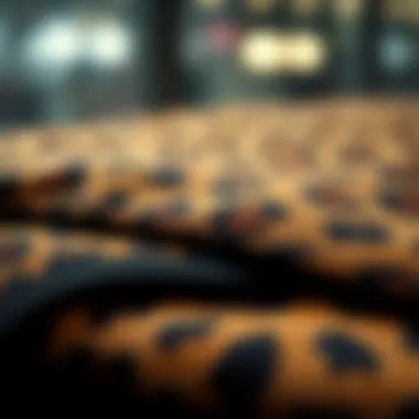 Close-up of Leopard Print Fabric Texture Close-up of leopard print fabric texture on a laptop bag
