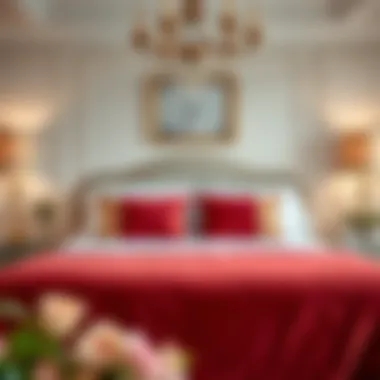 Elegant bedroom featuring velvet pillowcases and tasteful decor