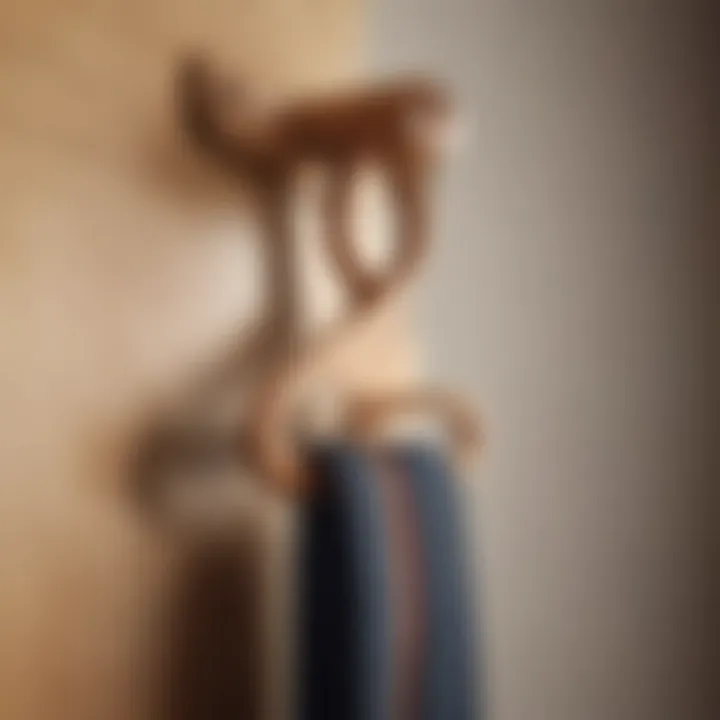 A sleek wooden hanger designed for belts, showcasing an elegant finish