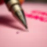 Close-up view of a rhinestone picker dotting pen in use on fabric.