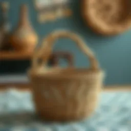 Elegant sewing basket showcasing intricate design.